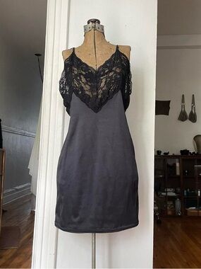 Black Lace Trim Slip Dress - Women Intimates